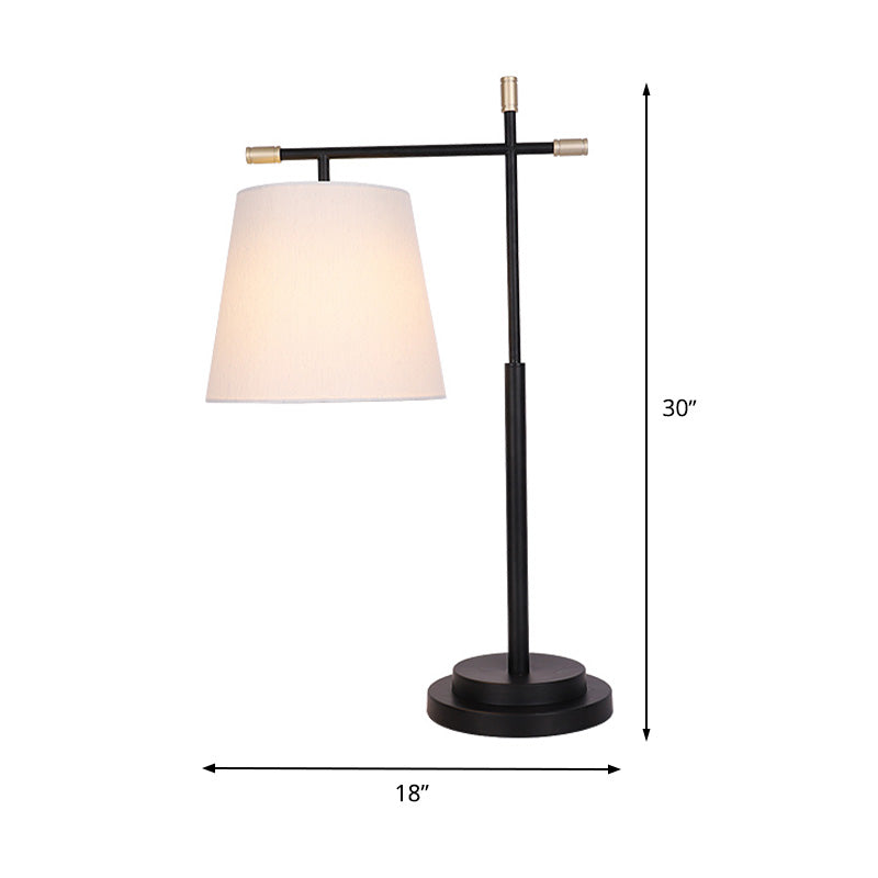 1 Head Bedroom Table Light Modern Black Nightstand Lamp with Tapered Fabric Shade Clearhalo 'Lamps' 'Table Lamps' Lighting' 399382