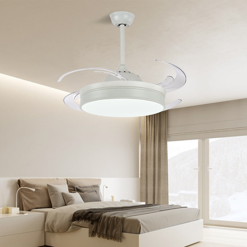 Drum Bedroom Pendant Fan Light Fixture Modern Metal 48