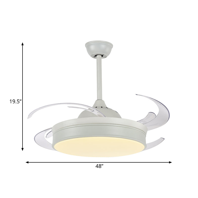 Drum Bedroom Pendant Fan Light Fixture Modern Metal 48