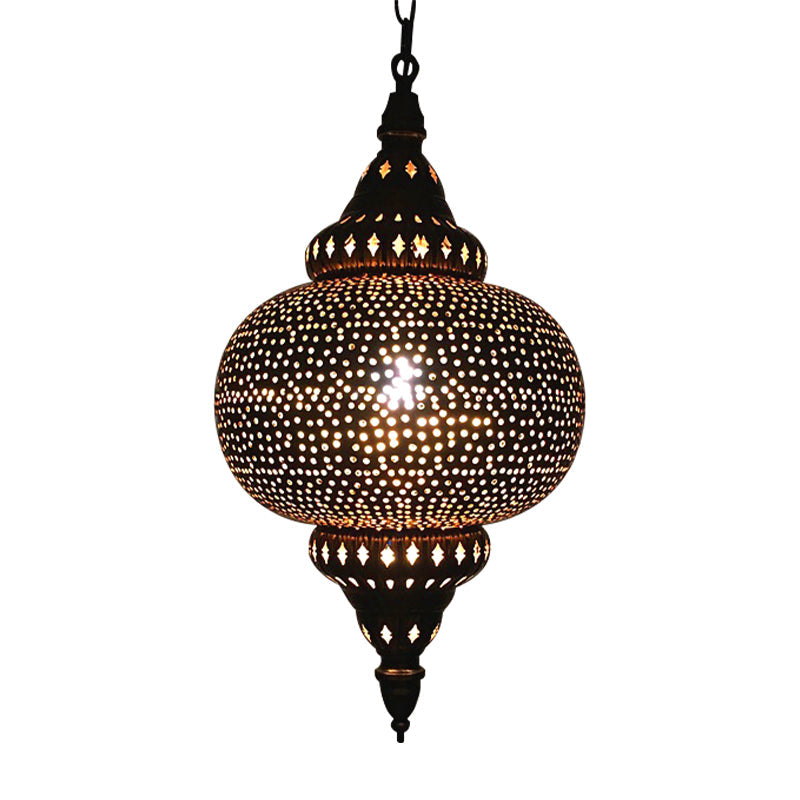 Metal Brass Hanging Lamp Egg/Vase/Capsule 1-Head Arab Pendant Ceiling Light with Oval/Spot/Double Ring Pattern Clearhalo 'Ceiling Lights' 'Pendant Lights' 'Pendants' Lighting' 399636