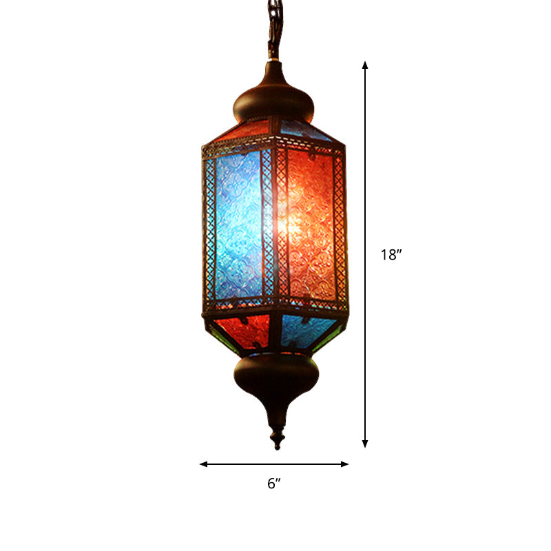 Art Deco Lantern Suspension Light 1 Bulb Metal Hanging Lamp in Copper for Restaurant Clearhalo 'Ceiling Lights' 'Pendant Lights' 'Pendants' Lighting' 399690