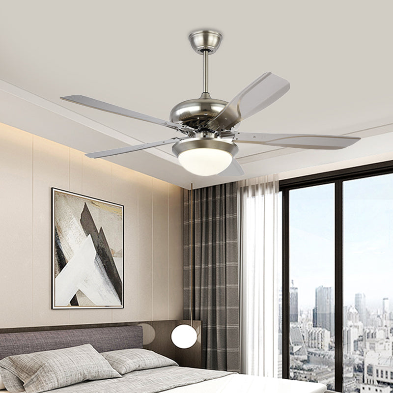 4 Grey Blades Living Room Fan Lighting Fixture Modern Metal 50