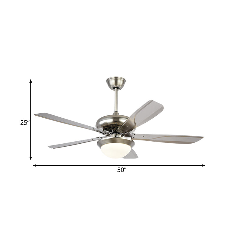 4 Grey Blades Living Room Fan Lighting Fixture Modern Metal 50