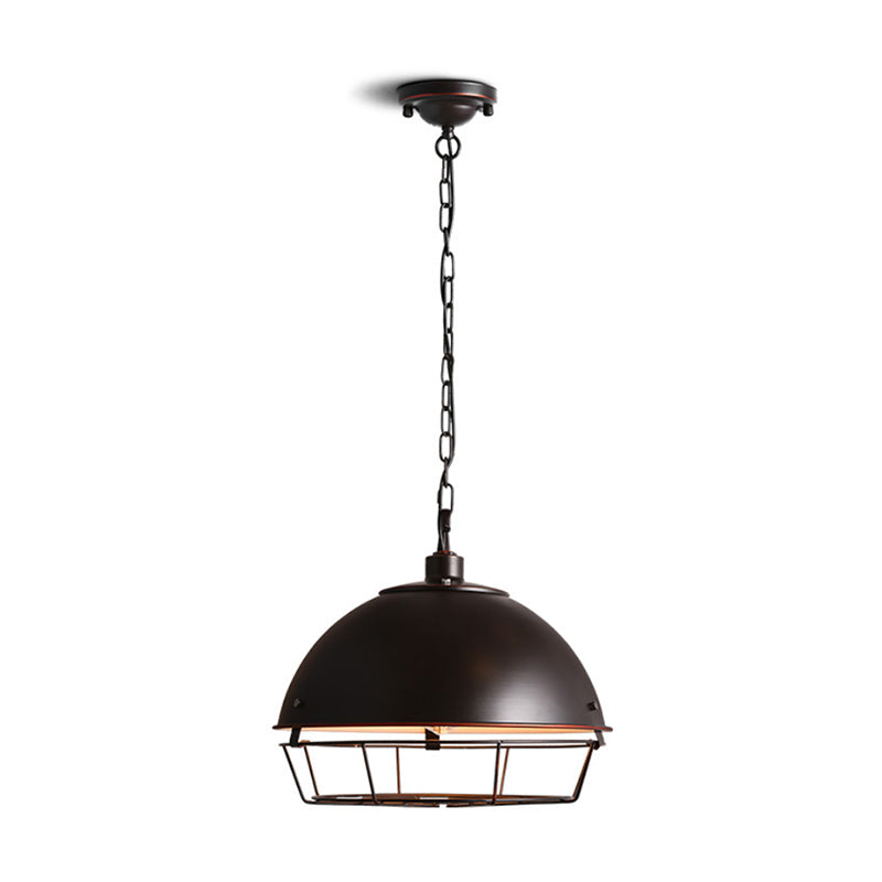 Vintage Dome Shade Pendant Lamp 1 Head Iron Hanging Light Fixture in Black/Aged Silver for Dining Room Clearhalo 'Art Deco Pendants' 'Black' 'Cast Iron' 'Ceiling Lights' 'Ceramic' 'Crystal' 'Industrial Pendants' 'Industrial' 'Metal' 'Middle Century Pendants' 'Pendant Lights' 'Pendants' 'Rustic Pendants' 'Tiffany' Lighting' 39995