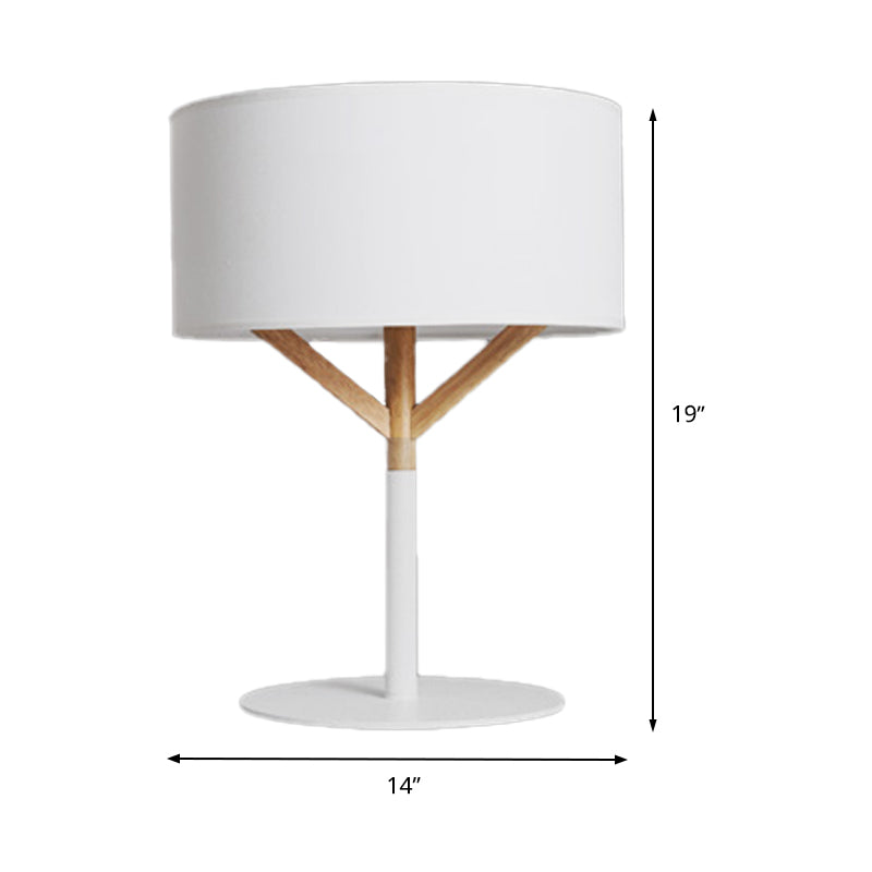 Straight Sided Shade Table Lamp Modernist Fabric 1 Bulb Reading Book Light in White Clearhalo 'Lamps' 'Table Lamps' Lighting' 399970