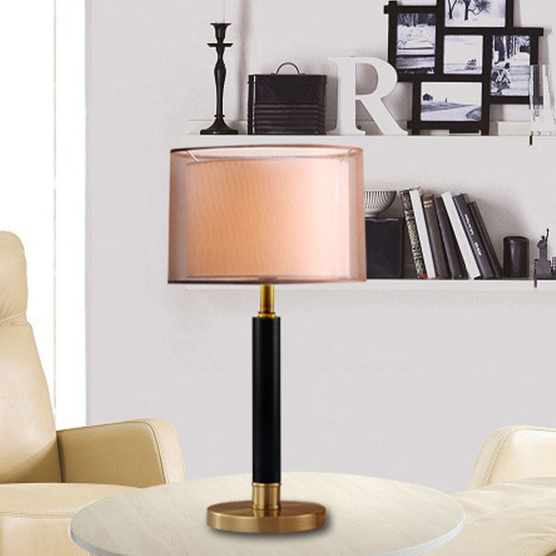 Modernism Drum Task Lighting Fabric 1 Bulb Small Desk Lamp in Gold for Living Room Gold Clearhalo 'Lamps' 'Table Lamps' Lighting' 399986