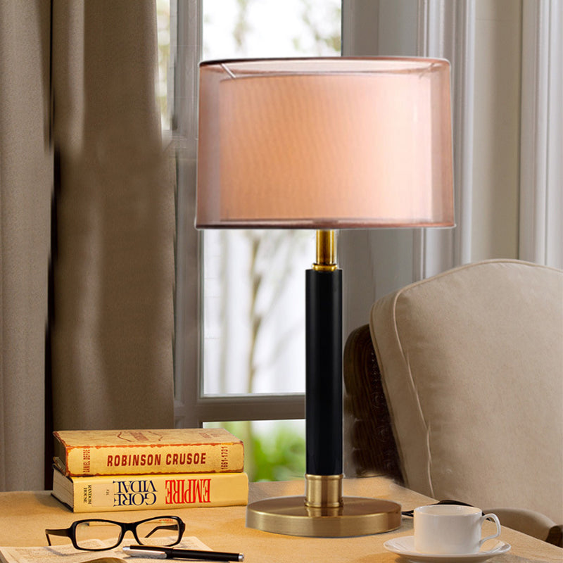 Modernism Drum Task Lighting Fabric 1 Bulb Small Desk Lamp in Gold for Living Room Clearhalo 'Lamps' 'Table Lamps' Lighting' 399987