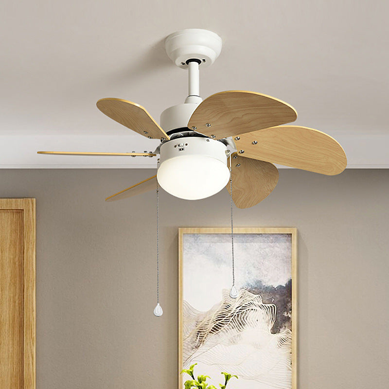 Modern 6 Blades Semi Flush Lighting Wood 30