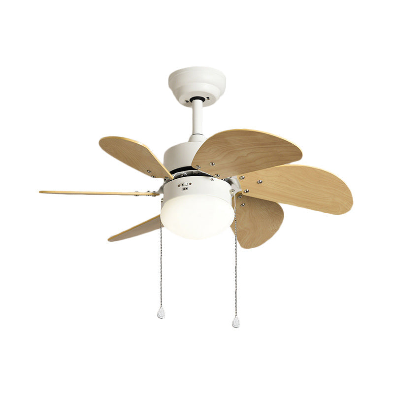 Modern 6 Blades Semi Flush Lighting Wood 30