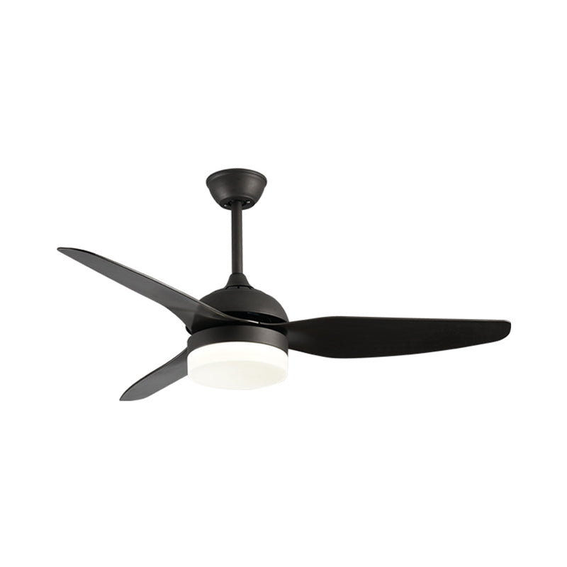 Metal Black Ceiling Fan Light Drum Contemporary 3 Blades LED Semi Flush Mounted Lamp, 48