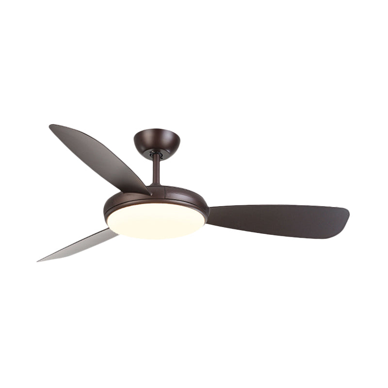 Black LED Ceiling Fan Lamp Modernist Acrylic 3 Blades Semi Flush Mounted Lamp for Bedroom, 42