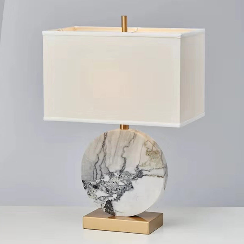 Modernist 1 Head Task Lamp White Rectangular Reading Book Light with Fabric Shade Clearhalo 'Lamps' 'Table Lamps' Lighting' 400151