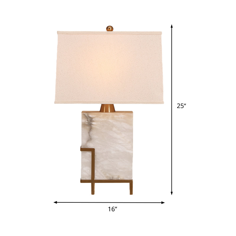 Modernism 1 Bulb Task Lighting White Tapered Reading Book Light with Fabric Shade Clearhalo 'Lamps' 'Table Lamps' Lighting' 400189