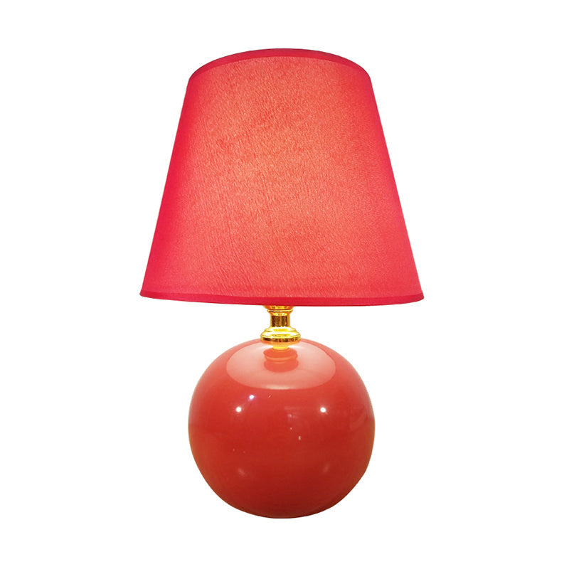 Wide Flare Task Light Modernist Fabric 1 Head Red Small Desk Lamp with Ceramic Base, 8