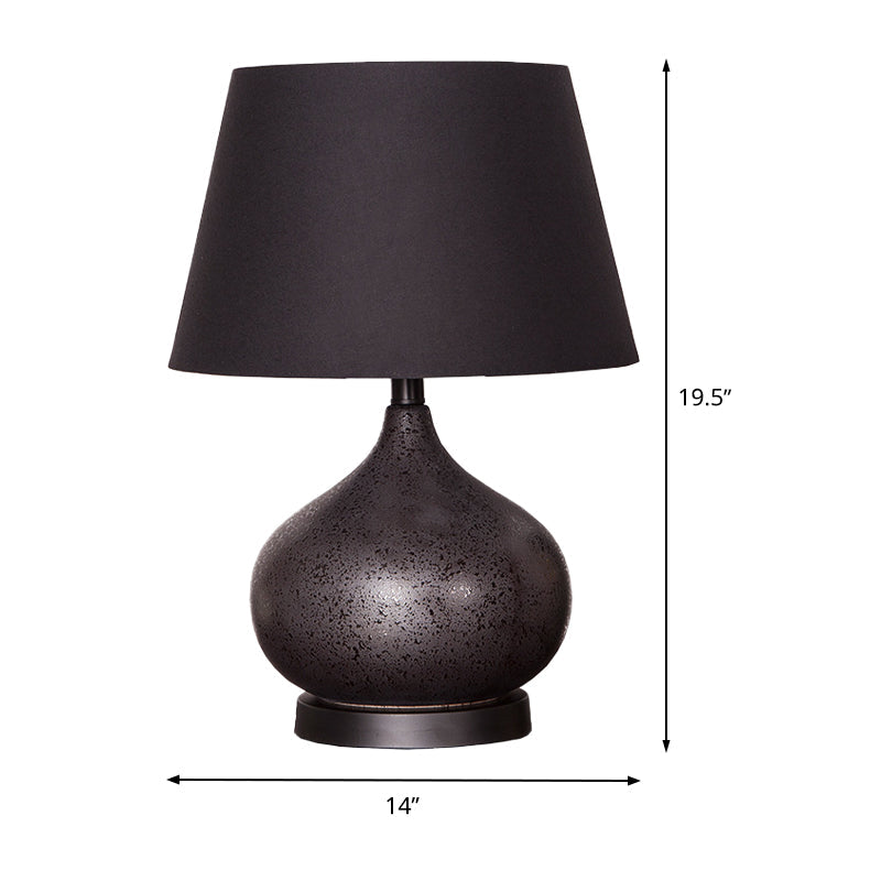 Contemporary Tapered Drum Task Lighting Fabric 1 Bulb Night Table Lamp in Black Clearhalo 'Lamps' 'Table Lamps' Lighting' 400280