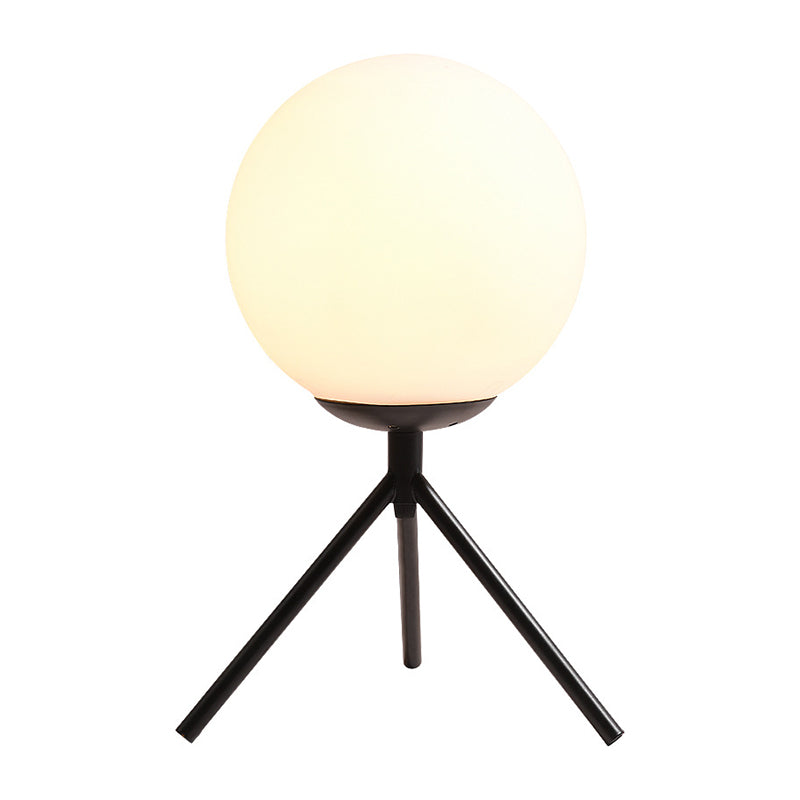 Contemporary 1 Bulb Table Light Black Sphere Small Desk Lamp with Opal Glass Shade Clearhalo 'Lamps' 'Table Lamps' Lighting' 400339