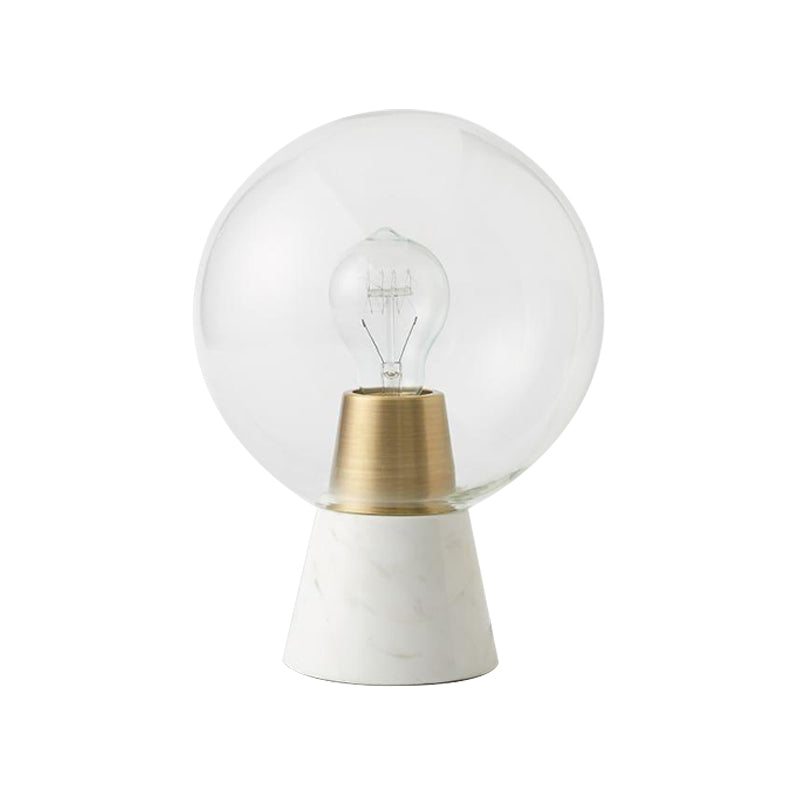 Contemporary Sphere Task Lighting Clear Glass 1 Bulb Reading Book Light in White Clearhalo 'Lamps' 'Table Lamps' Lighting' 400410