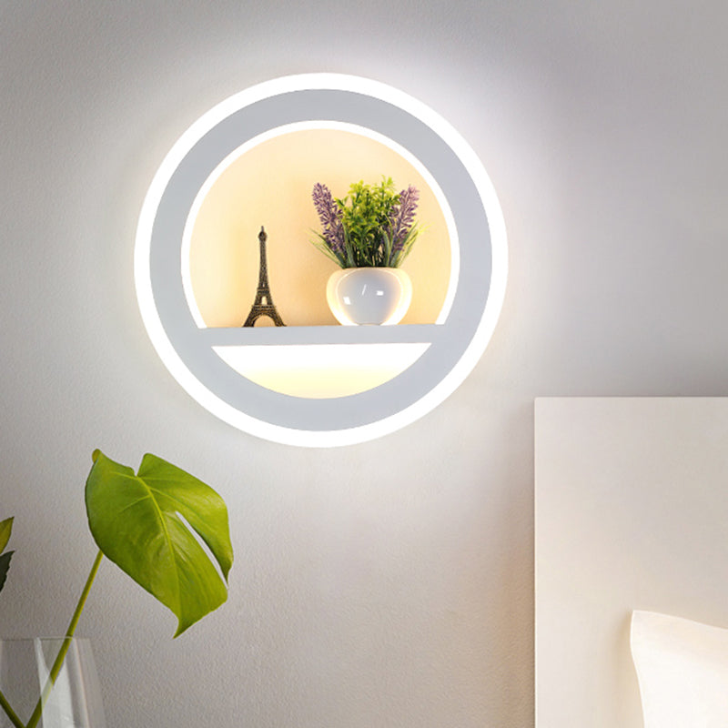 1 Light Circle Sconce Lamp Industrial White Metal LED Plant Wall Light for Bedroom White Clearhalo 'Art deco wall lights' 'Cast Iron' 'Glass' 'Industrial wall lights' 'Industrial' 'Middle century wall lights' 'Modern' 'Rustic wall lights' 'Tiffany' 'Traditional wall lights' 'Wall Lamps & Sconces' 'Wall Lights' Lighting' 400607