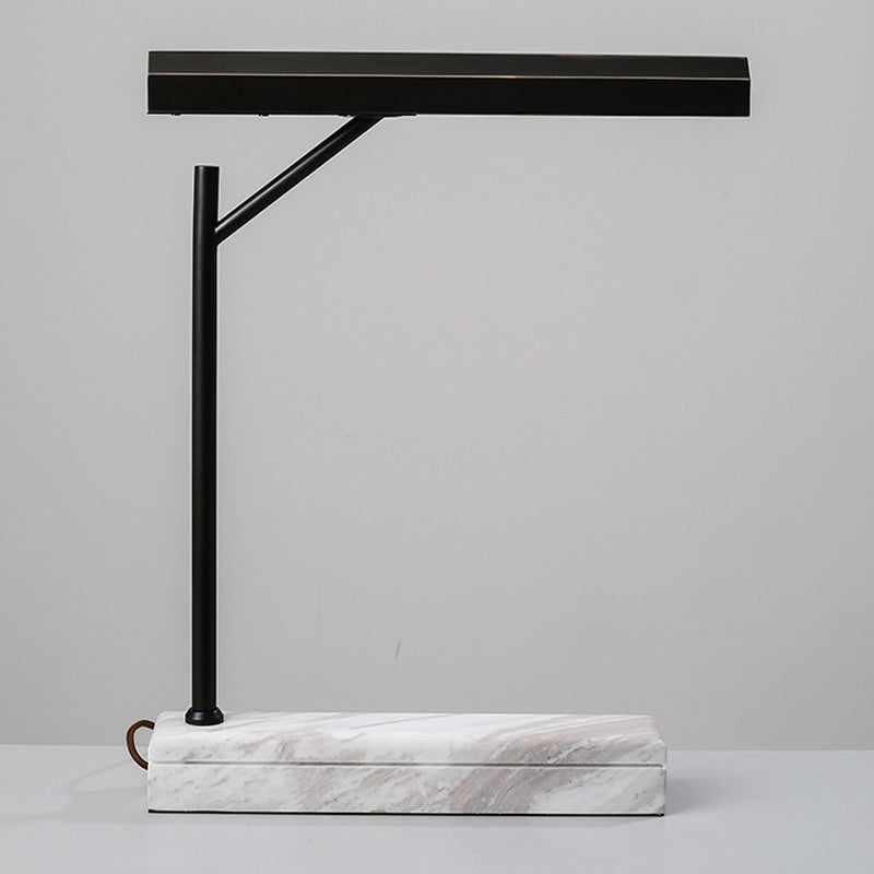 Metal Shaded Desk Light Modernist LED Night Table Lamp in Black with Marble Base Clearhalo 'Lamps' 'Table Lamps' Lighting' 400767