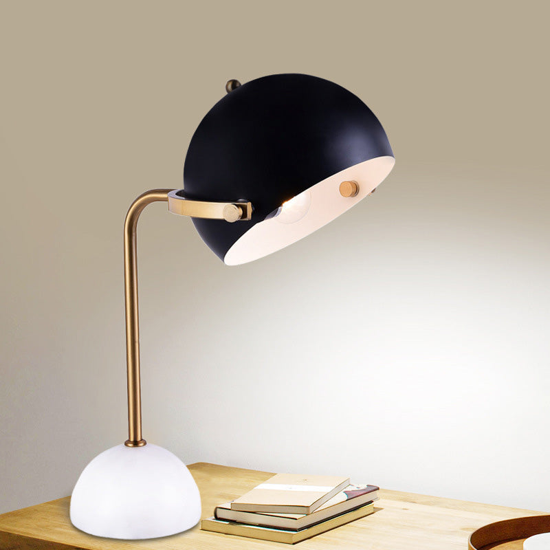 Dome Task Lighting Modernism Metal 1 Head Black Reading Book Light with Curved Arm Black Clearhalo 'Lamps' 'Table Lamps' Lighting' 400781