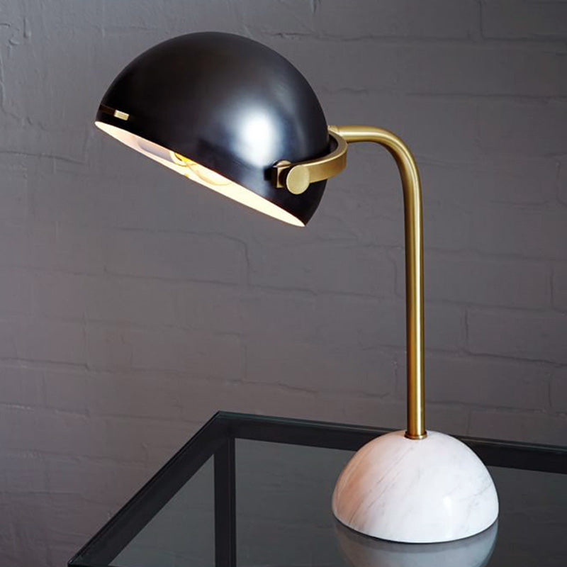 Dome Task Lighting Modernism Metal 1 Head Black Reading Book Light with Curved Arm Clearhalo 'Lamps' 'Table Lamps' Lighting' 400782