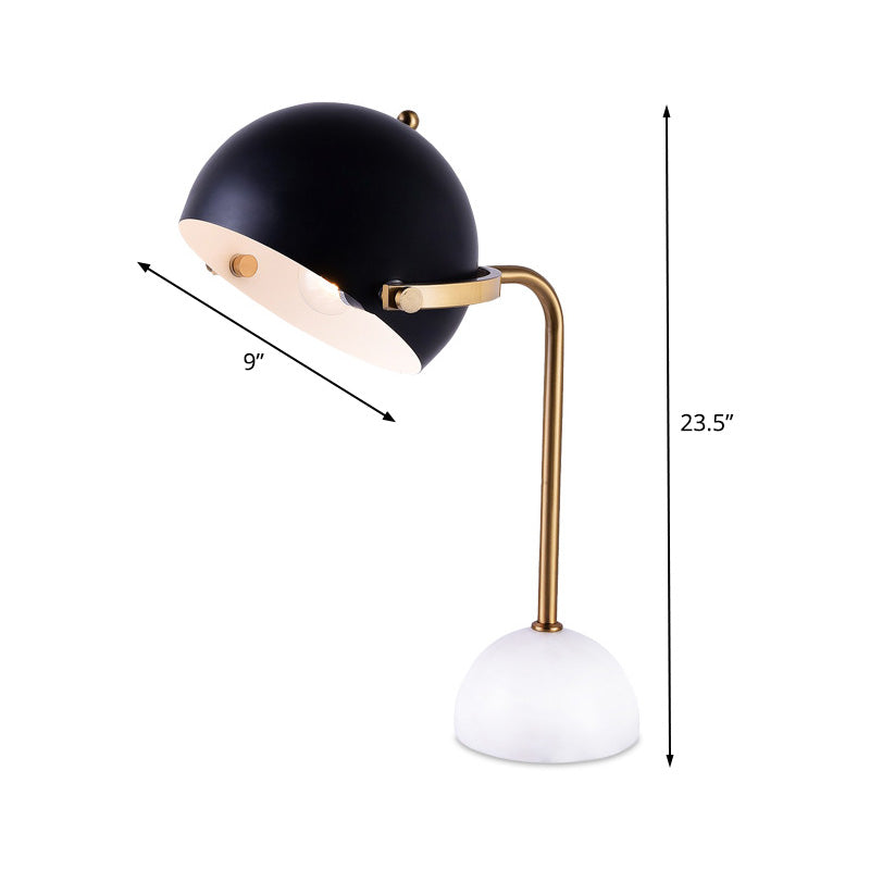 Dome Task Lighting Modernism Metal 1 Head Black Reading Book Light with Curved Arm Clearhalo 'Lamps' 'Table Lamps' Lighting' 400785