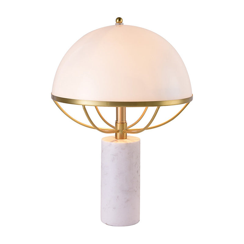 Gold Hemisphere Task Lamp Modernism 1 Head Opal Glass Table Light with Marble Base Clearhalo 'Lamps' 'Table Lamps' Lighting' 400850