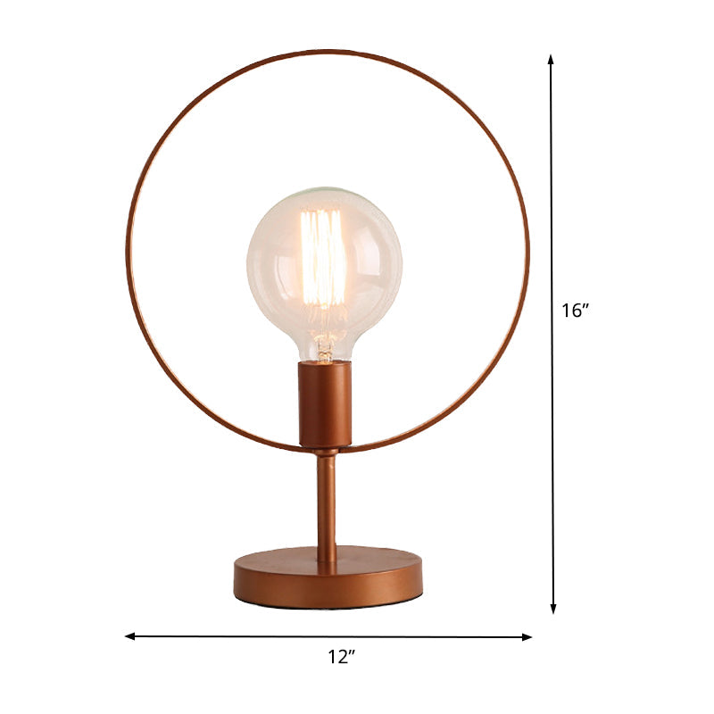 Circular Desk Lamp Modernist Metal 1 Head Reading Book Light in Burgundy for Study Clearhalo 'Lamps' 'Table Lamps' Lighting' 400940