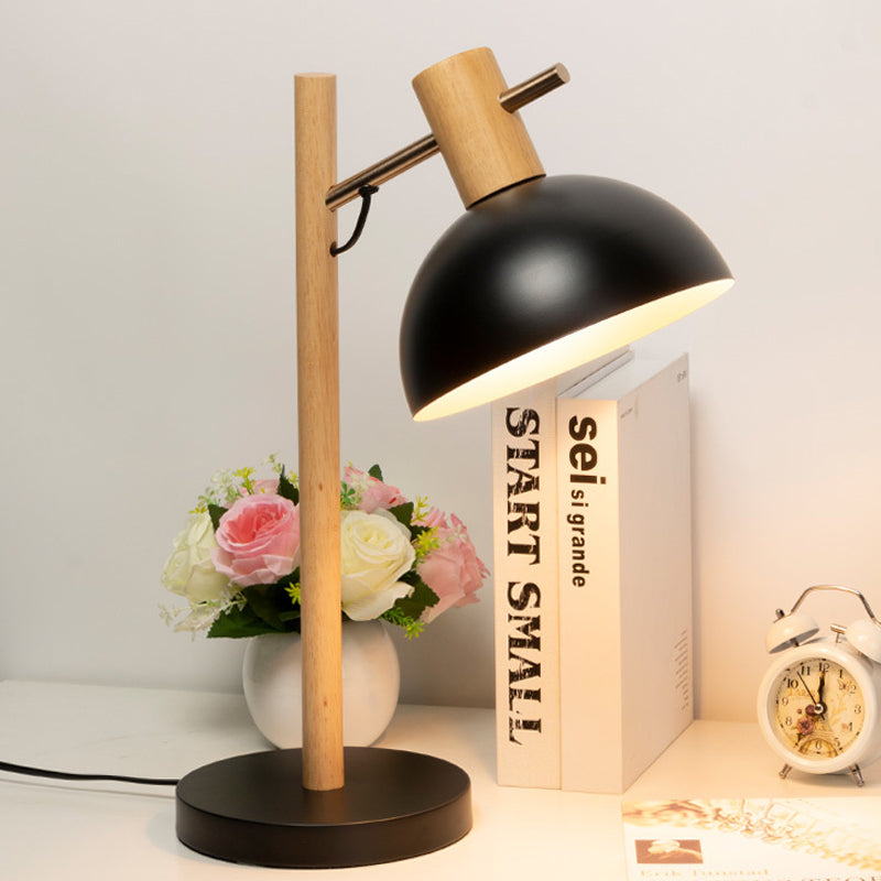 Modernism Hemisphere Task Lighting Metallic 1 Bulb Reading Lamp in Black for Study Black Clearhalo 'Lamps' 'Table Lamps' Lighting' 401921