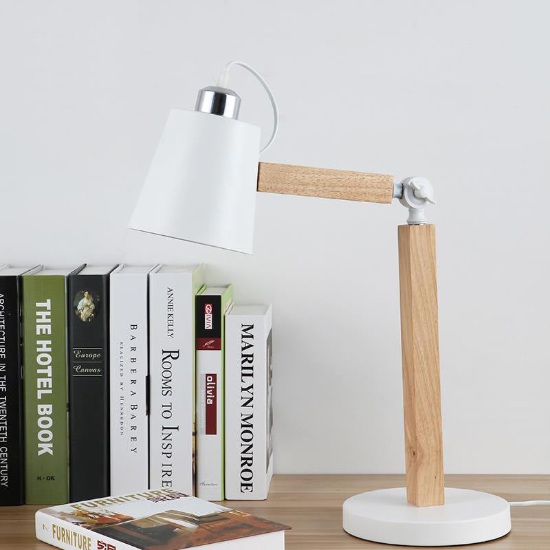 Metal Tapered Desk Light Modern 1 Head Night Table Lamp in White/Black with Rotating Node White Clearhalo 'Lamps' 'Table Lamps' Lighting' 401931