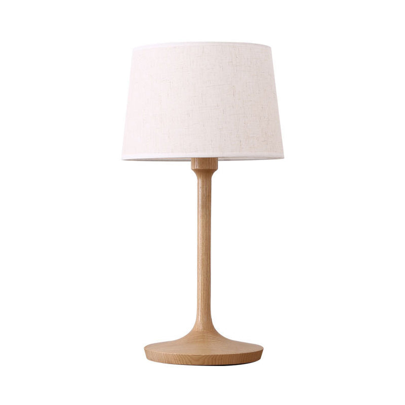 Tapered Drum Nightstand Lamp Contemporary Fabric 1 Bulb Reading Book Light in White Clearhalo 'Lamps' 'Table Lamps' Lighting' 402098