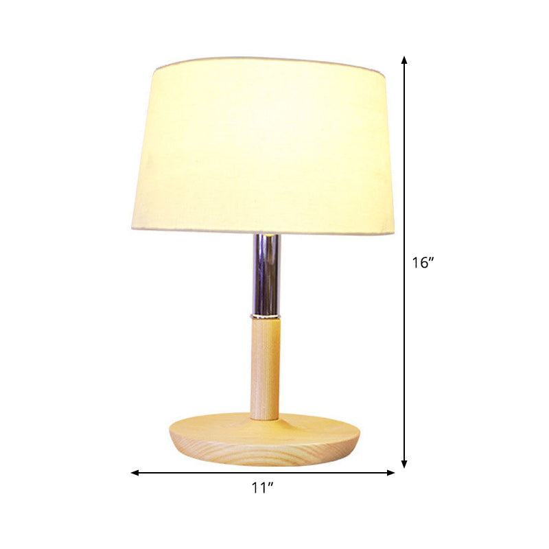 Drum Shade Task Lighting Modernism Fabric 1 Bulb Reading Lamp in White for Study Clearhalo 'Lamps' 'Table Lamps' Lighting' 402114