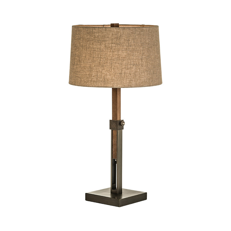 1 Head Bedroom Task Lighting Modern Flaxen Nightstand Lamp with Drum Fabric Shade Clearhalo 'Lamps' 'Table Lamps' Lighting' 402150