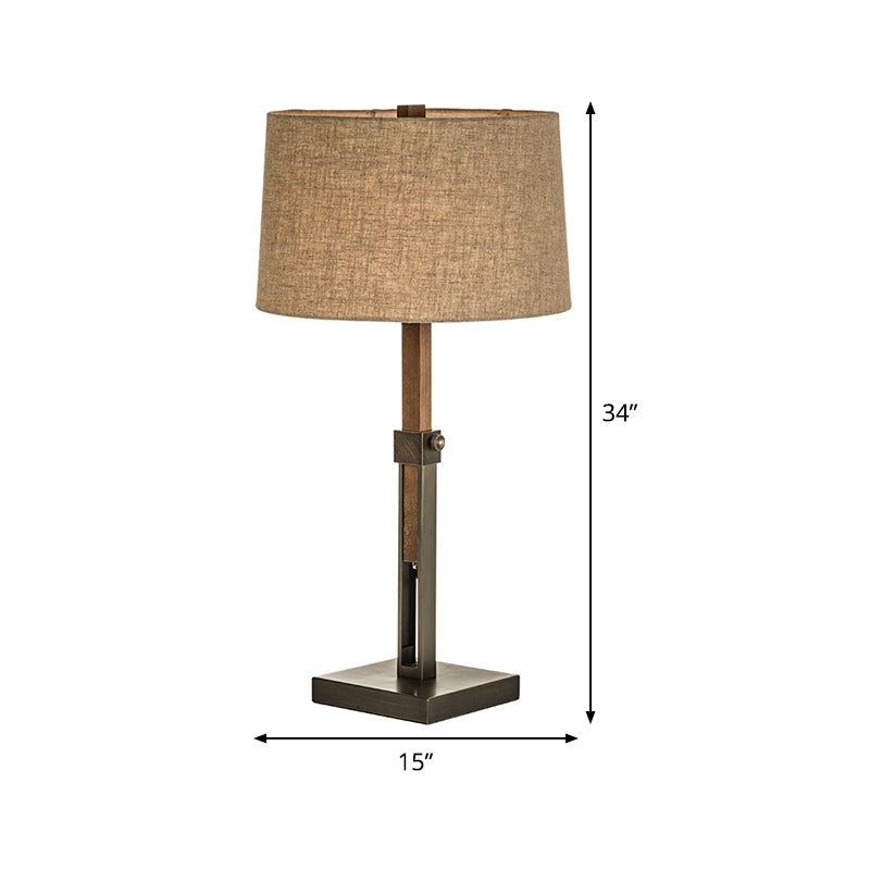 1 Head Bedroom Task Lighting Modern Flaxen Nightstand Lamp with Drum Fabric Shade Clearhalo 'Lamps' 'Table Lamps' Lighting' 402151