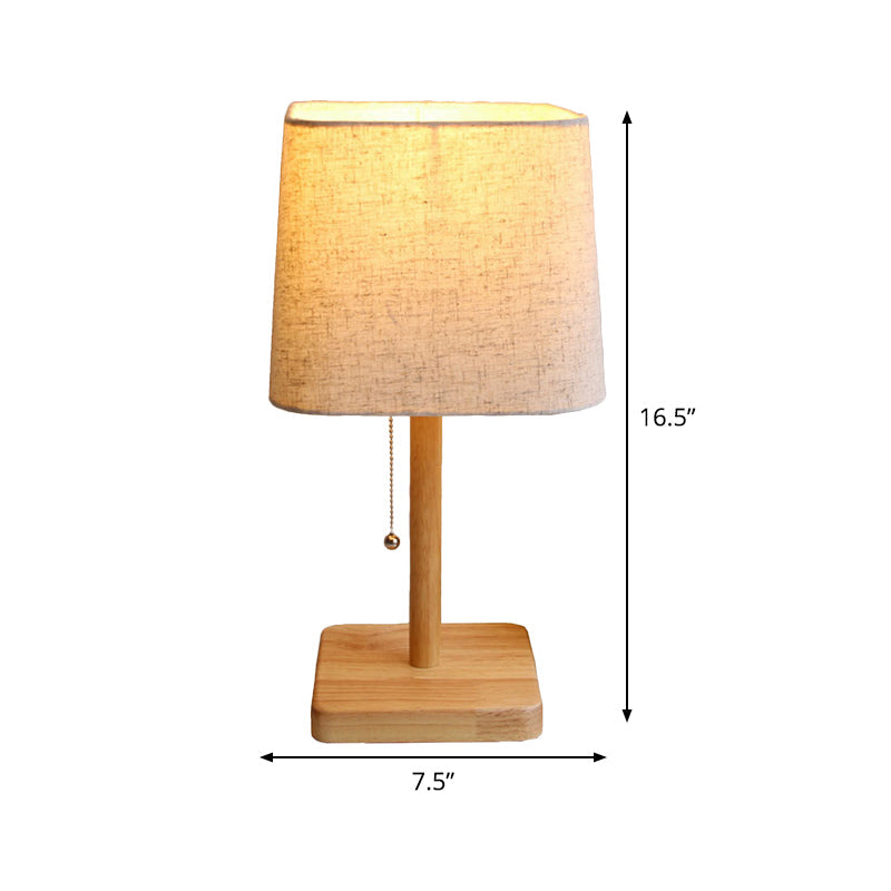 Contemporary 1 Bulb Desk Lamp Wood Trapezoid Reading Book Light with Fabric Shade Clearhalo 'Lamps' 'Table Lamps' Lighting' 402156