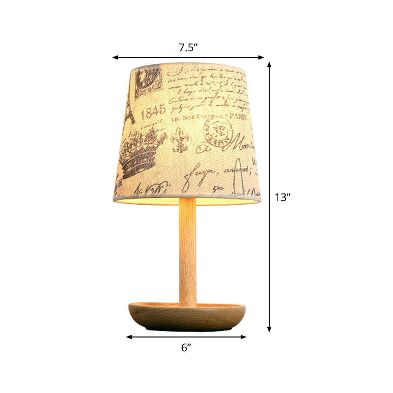 Tapered Shade Task Lighting Contemporary Fabric 1 Head Reading Lamp in Wood for Study Clearhalo 'Lamps' 'Table Lamps' Lighting' 402175