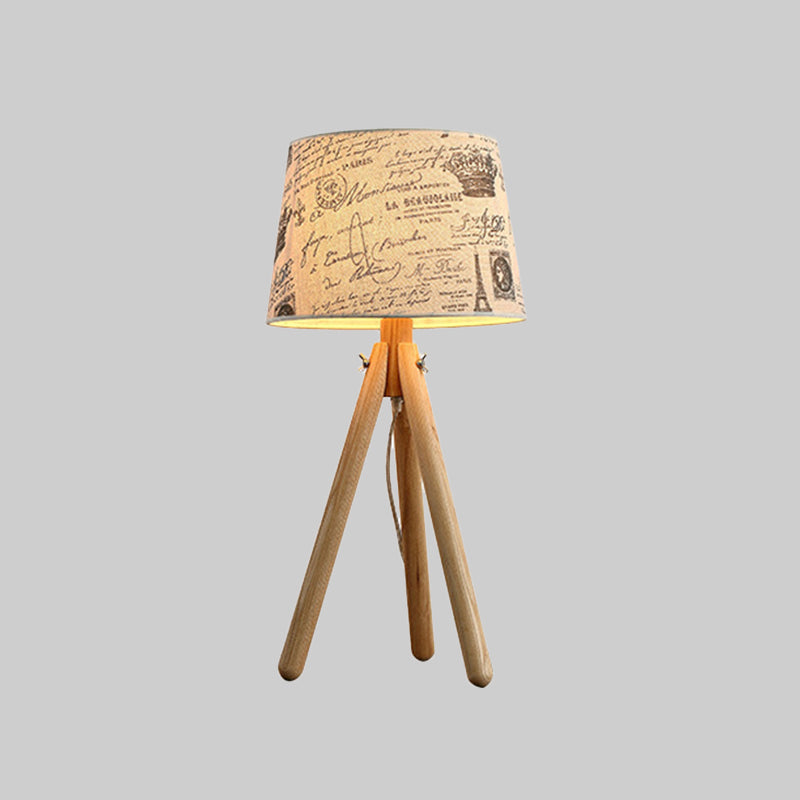 Contemporary 1 Head Task Lighting Wood Conical Small Desk Lamp with Fabric Shade Clearhalo 'Lamps' 'Table Lamps' Lighting' 402247