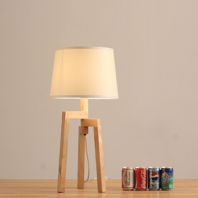 Cone Shade Desk Light Modern Fabric 1 Bulb Wood Night Table Lamp for Living Room Wood Clearhalo 'Lamps' 'Table Lamps' Lighting' 402281