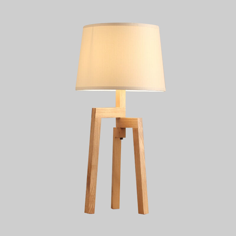 Cone Shade Desk Light Modern Fabric 1 Bulb Wood Night Table Lamp for Living Room Clearhalo 'Lamps' 'Table Lamps' Lighting' 402284