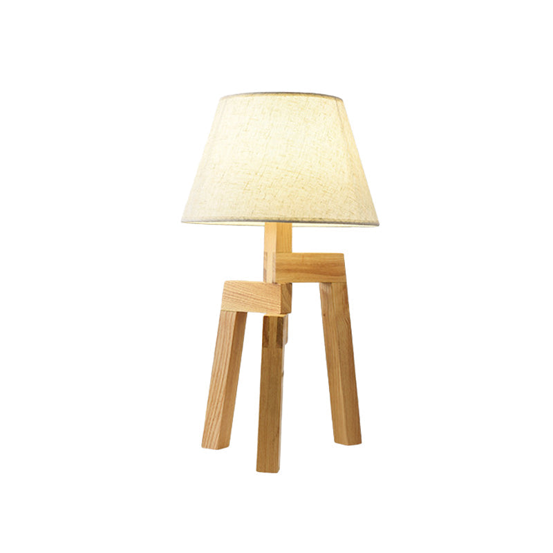 Wide Flare Reading Light Modern Fabric 1 Bulb Nightstand Lamp in White for Living Room Clearhalo 'Lamps' 'Table Lamps' Lighting' 402289