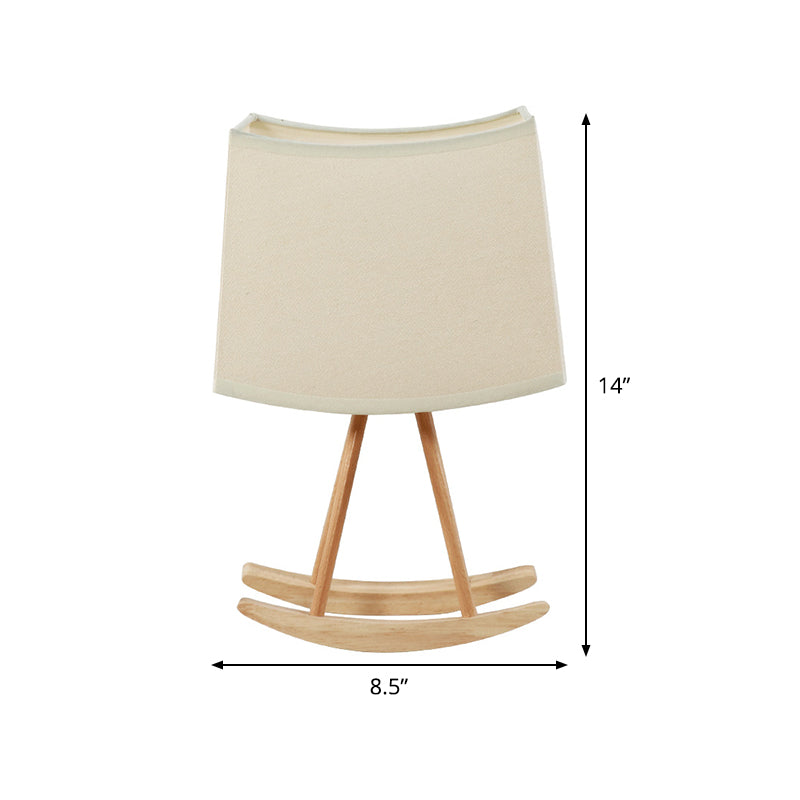 Fabric Shaded Table Light Contemporary 1 Bulb Small Desk Lamp in White with Wood Base Clearhalo 'Lamps' 'Table Lamps' Lighting' 402314