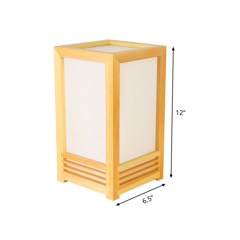 Modern Rectangle Table Light Wood 1 Bulb Small Desk Lamp in Beige for Living Room Clearhalo 'Lamps' 'Table Lamps' Lighting' 402368