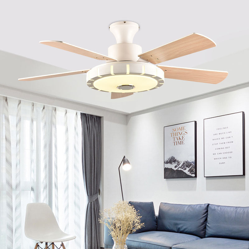 Circular Living Room Fan Lamp Modernism Metal LED 32