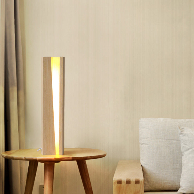 Modernism Shaded Task Lighting Wood LED Small Desk Lamp in Beige for Living Room Clearhalo 'Lamps' 'Table Lamps' Lighting' 402447