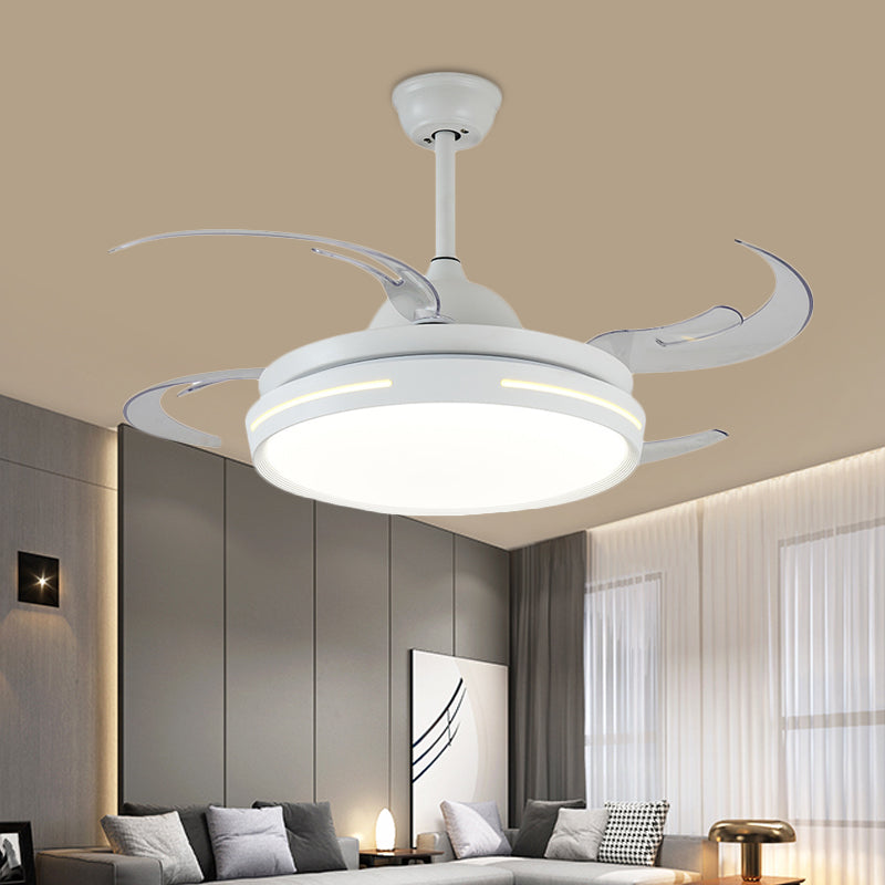 White Round Ceiling Fan Light Modernist Acrylic LED 42