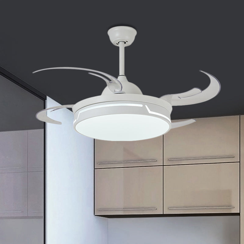 Metal White Ceiling Fan Lamp Circular 42