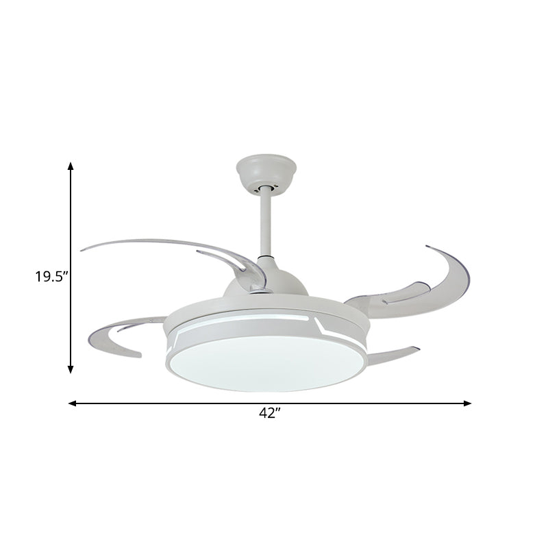 Metal White Ceiling Fan Lamp Circular 42