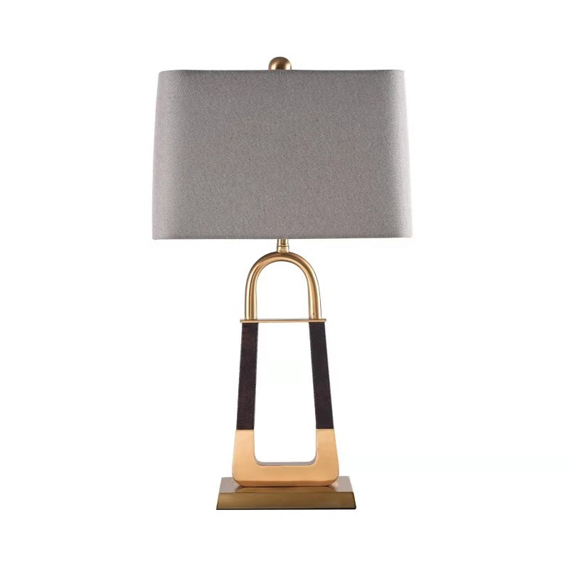 1 Head Bedroom Study Lamp Modern Grey Reading Book Light with Tapered Fabric Shade Clearhalo 'Lamps' 'Table Lamps' Lighting' 402603