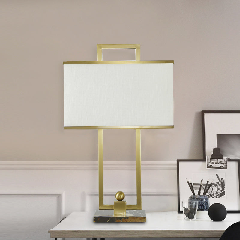 Rectangular Task Lighting Modernist Fabric 1 Bulb Reading Lamp in White for Study Clearhalo 'Lamps' 'Table Lamps' Lighting' 402611