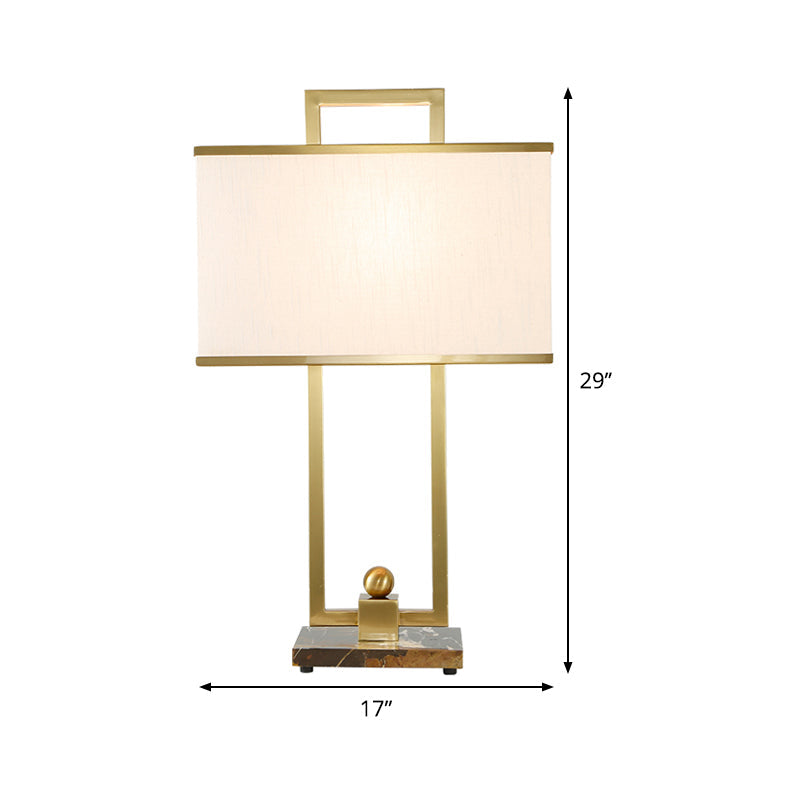 Rectangular Task Lighting Modernist Fabric 1 Bulb Reading Lamp in White for Study Clearhalo 'Lamps' 'Table Lamps' Lighting' 402614